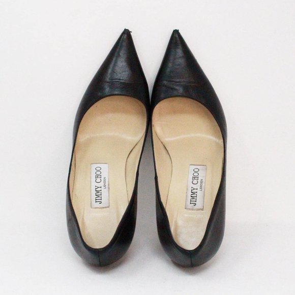 JIMMY CHOO #38051 London Black Leather Heels (US 5.5 EU 35.5) - Picture 5 of 8